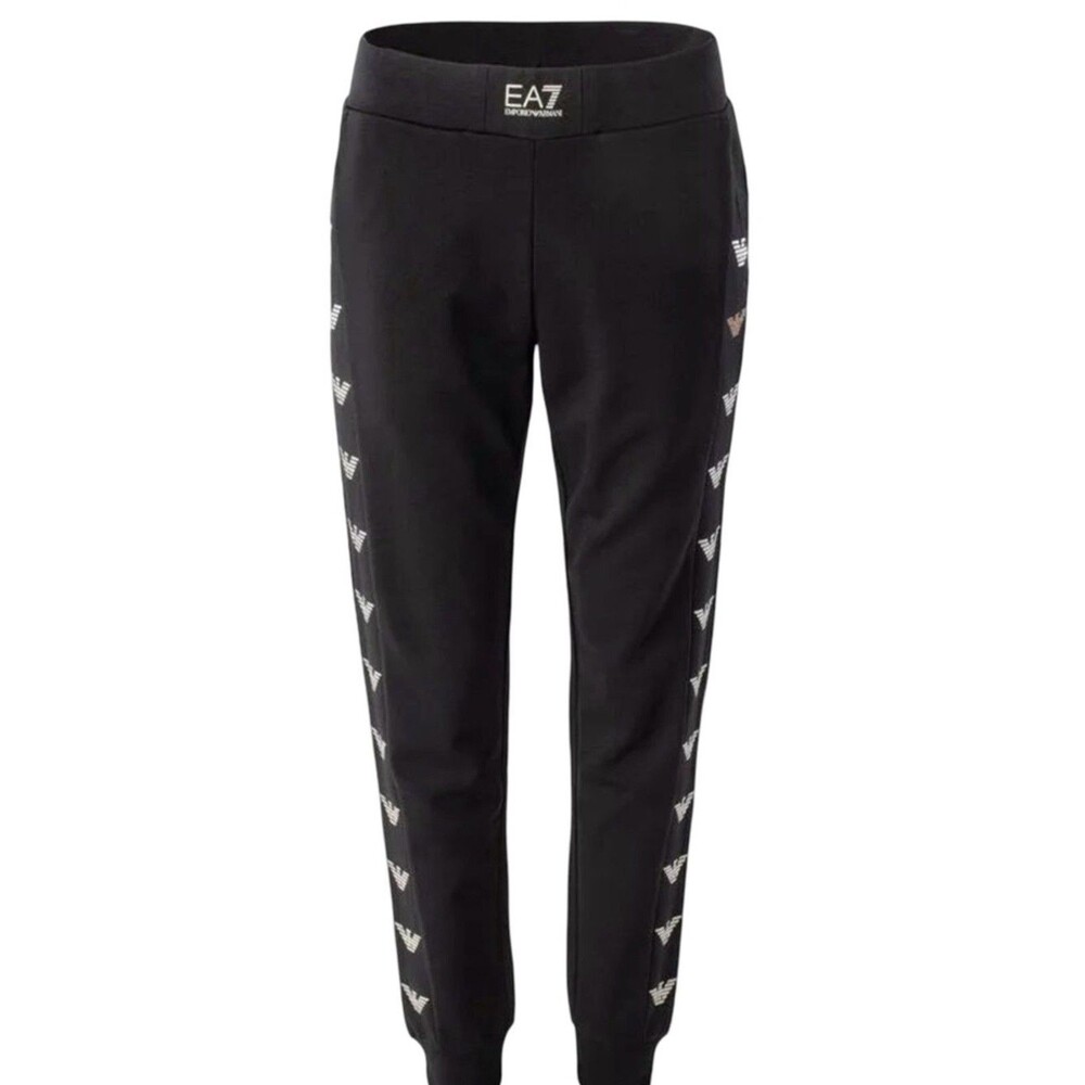 Emporio Armani Black Gold Logo Sweatpants Women's Medium BNWT Luxury Joggers